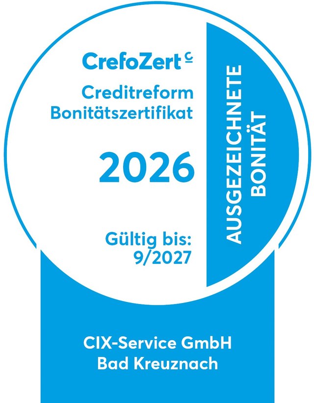 CrefoZert 2026 – Creditreform Bonitätszertifikat, ausgezeichnete Bonität